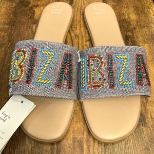 Women's Nehemia Beaded Canvas Slide Sandals - a New Day™ Navy Blue Size 7 New